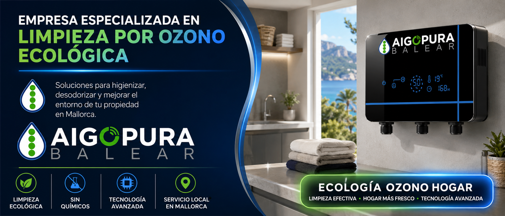 AIGOPURA BALEAR, sistema de limpieza ecológica mediante ozono para el hogar en Mallorca